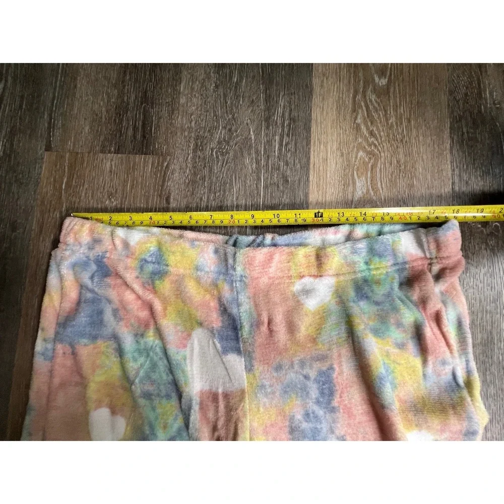Bobbie Brooks Sleepwear Pajama Pants Womens 2X‎ Multi Color Tie Dye Heart Fleece